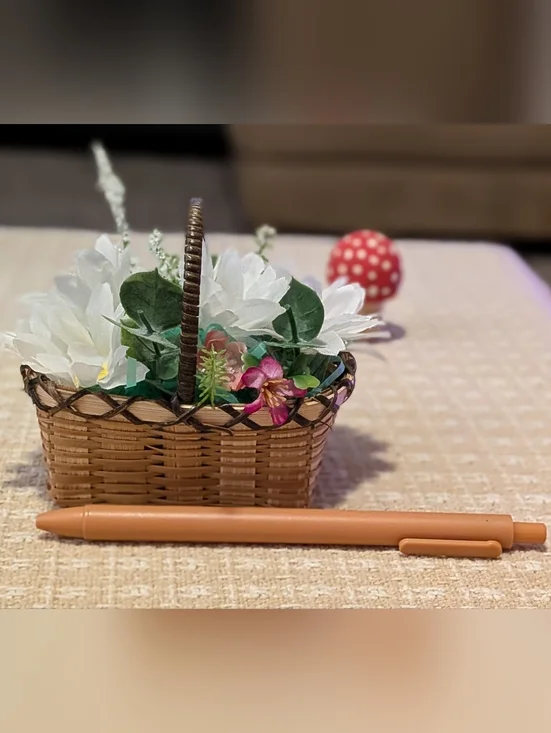 Handmade Little Artificial Flower Basket - Picture 5 of 6